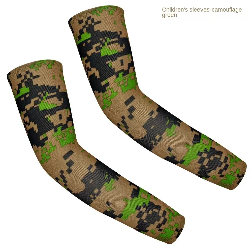1 Pair Uv Protective Sleeve Arm Sleeve Cooling Children's Cuff Sports 5-12 Years Girls Boys Elastic Ice cuff Cycling Arm Warmer