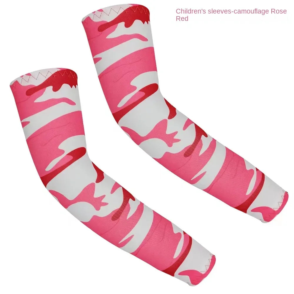 1 Pair Uv Protective Sleeve Arm Sleeve Cooling Children's Cuff Sports 5-12 Years Girls Boys Elastic Ice cuff Cycling Arm Warmer