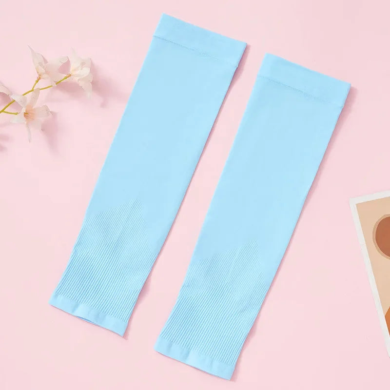 1 Pair Uv Protective Sleeve Arm Sleeve Cooling Children's Cuff Sports 5-12 Years Girls Boys Elastic Ice cuff Cycling Arm Warmer