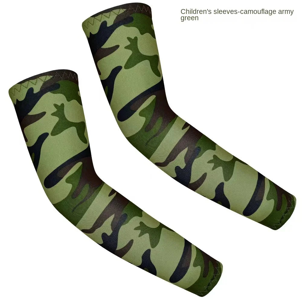 1 Pair Uv Protective Sleeve Arm Sleeve Cooling Children's Cuff Sports 5-12 Years Girls Boys Elastic Ice cuff Cycling Arm Warmer