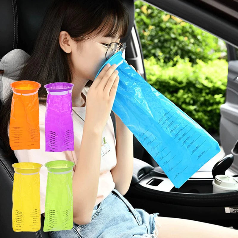 1000ML Disposable Plastic Bags for Travel - Portable Motion Sickness and Nausea Vomit Cleanup Solutions
