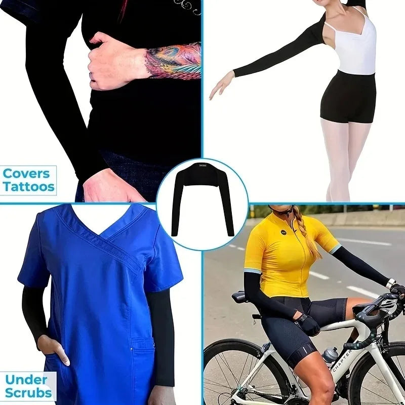 Women's Sports Sun Protection Cape Thin Style Shoulder Long Women's Sports Sleeves Perfect for Outdoor Golf, Running, Cycling