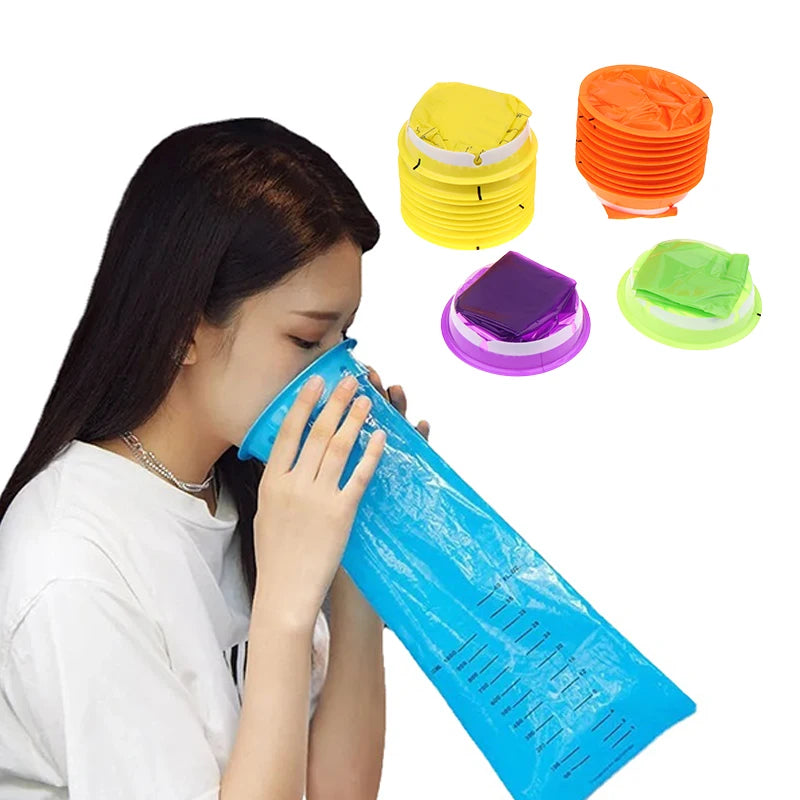 1000ML Disposable Plastic Bags for Travel - Portable Motion Sickness and Nausea Vomit Cleanup Solutions