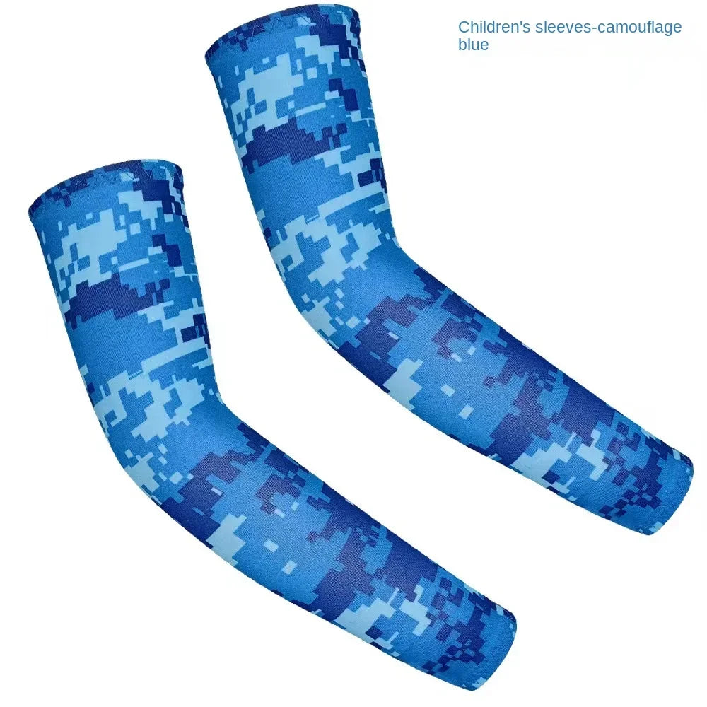 1 Pair Uv Protective Sleeve Arm Sleeve Cooling Children's Cuff Sports 5-12 Years Girls Boys Elastic Ice cuff Cycling Arm Warmer