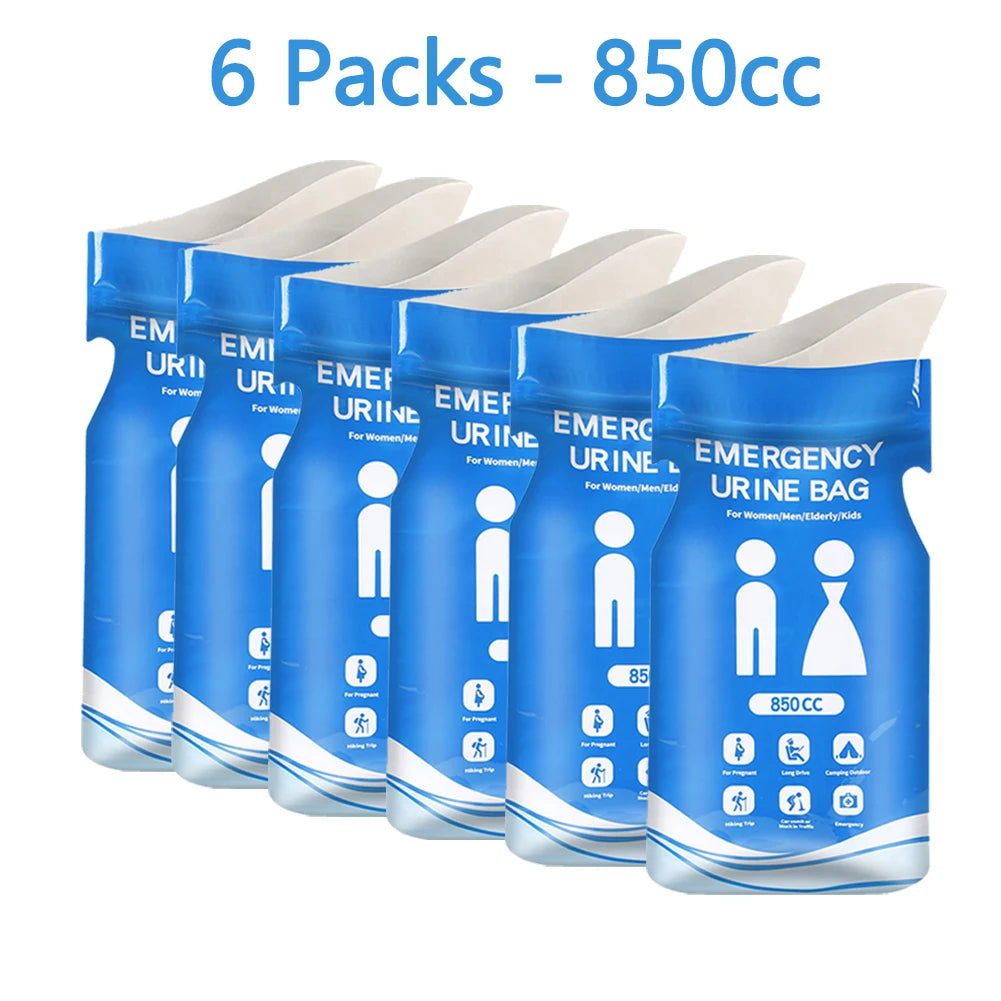 Emergency Disposable Urine Bags - 850ml Portable Urinal for Men and Women, Available in Packs of 1-10