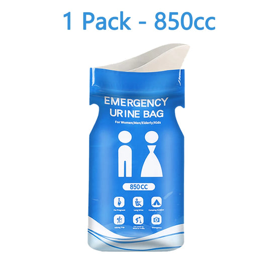 Emergency Disposable Urine Bags - 850ml Portable Urinal for Men and Women, Available in Packs of 1-10