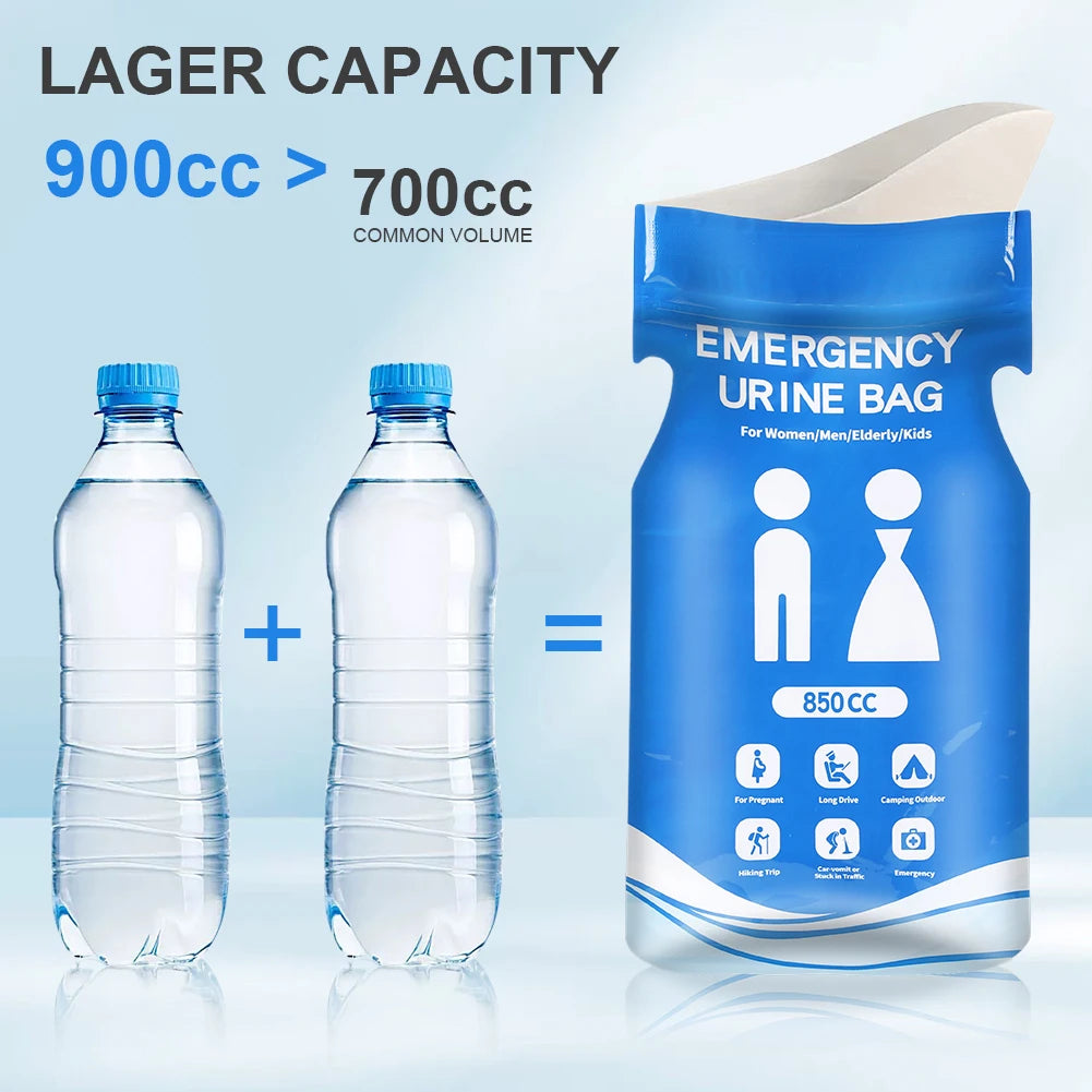 Emergency Disposable Urine Bags - 850ml Portable Urinal for Men and Women, Available in Packs of 1-10