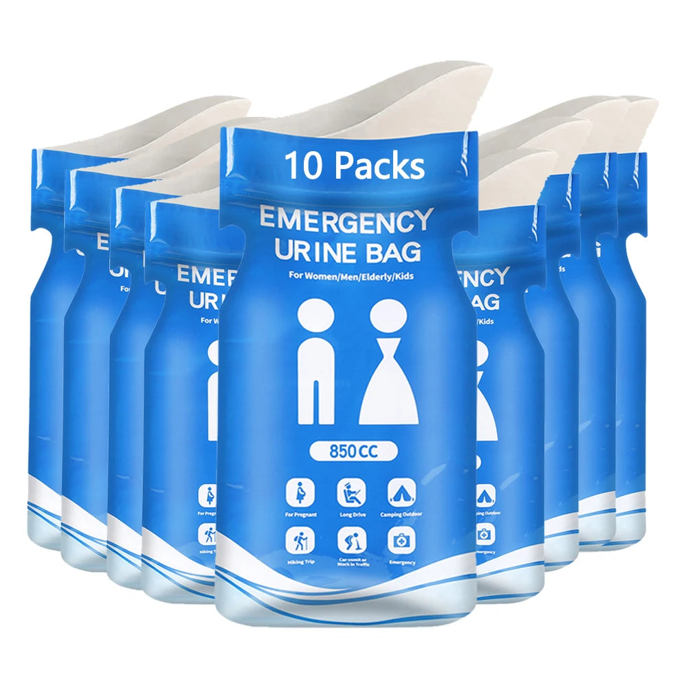 Emergency Disposable Urine Bags - 850ml Portable Urinal for Men and Women, Available in Packs of 1-10