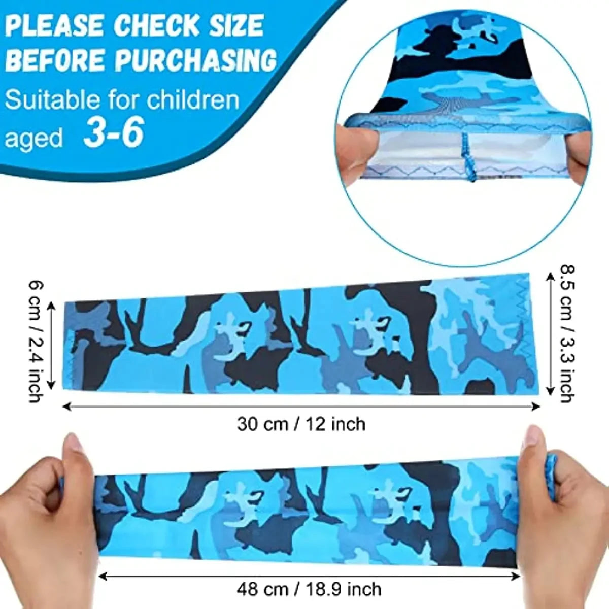 1 Pair Uv Protective Sleeve Arm Sleeve Cooling Children's Cuff Sports 5-12 Years Girls Boys Elastic Ice cuff Cycling Arm Warmer