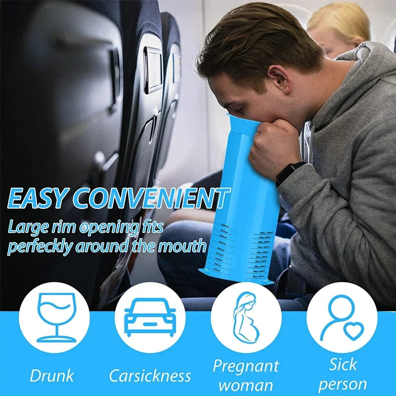 Eco-Friendly Portable 1000ML Disposable Travel Bag for Motion Sickness and Nausea Cleanup