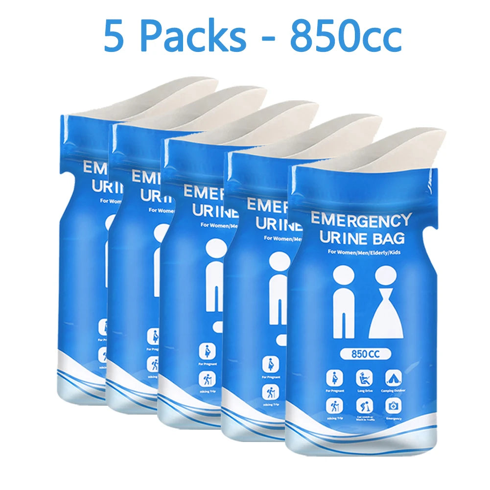 Emergency Disposable Urine Bags - 850ml Portable Urinal for Men and Women, Available in Packs of 1-10