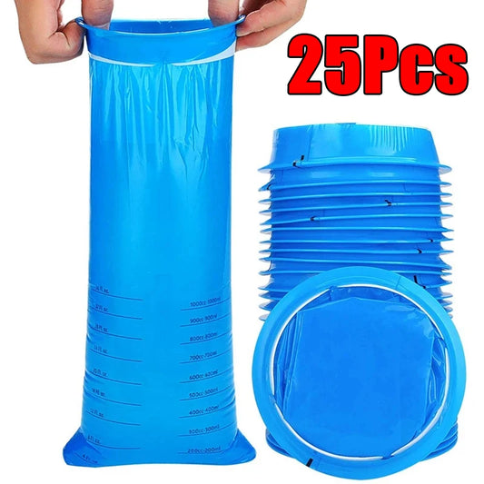 Portable Disposable Travel Cleaning Bags for Motion Sickness and Nausea - Eco-Friendly 1000ML Plastic Bags (5-25 Pcs)