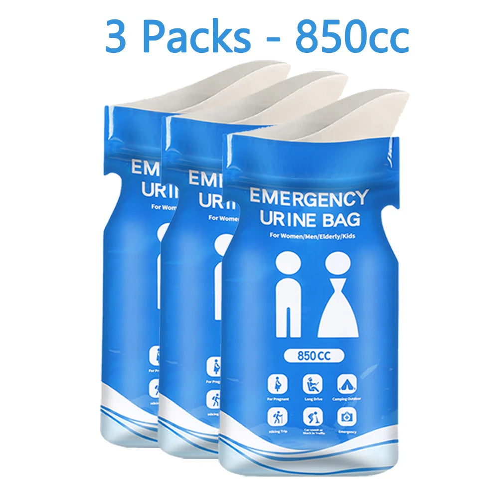 Emergency Disposable Urine Bags - 850ml Portable Urinal for Men and Women, Available in Packs of 1-10