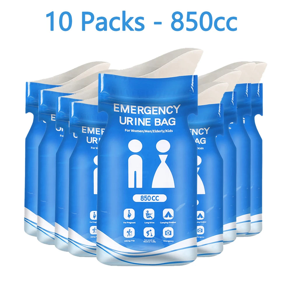 Emergency Disposable Urine Bags - 850ml Portable Urinal for Men and Women, Available in Packs of 1-10